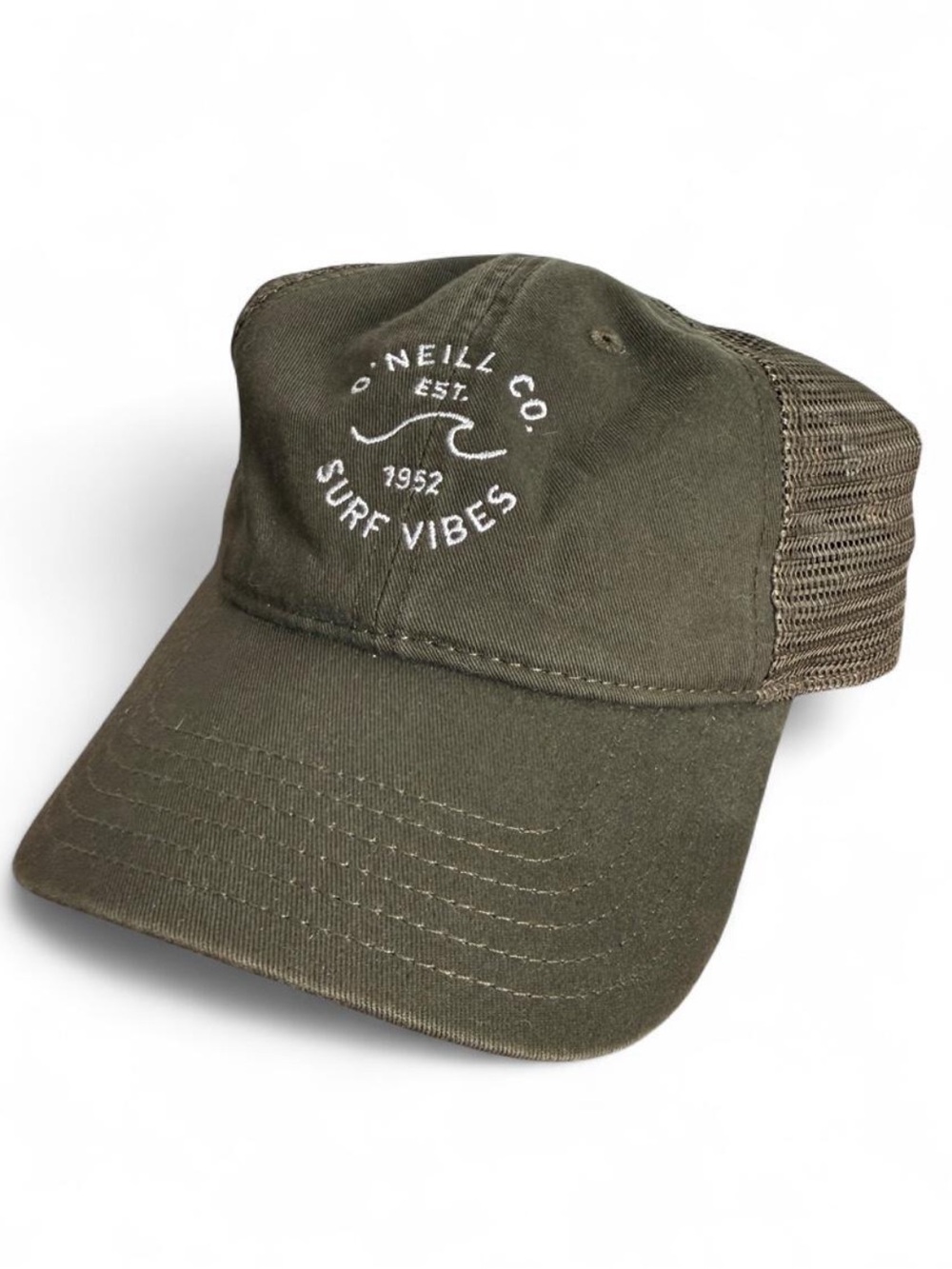 O'Neill Dark Olive Green Surf Vibes Mesh Trucker Hat | NWT